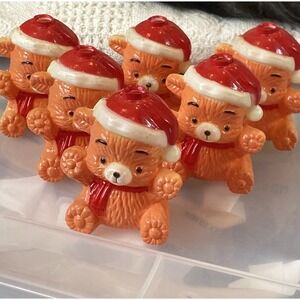 Vintage Christmas Teddy Bear Blow Mold Light Covers 3" Holiday Decor‎ 80s 90s